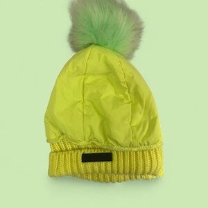 Steve Madden Neon Green Pom-Pom Beanie